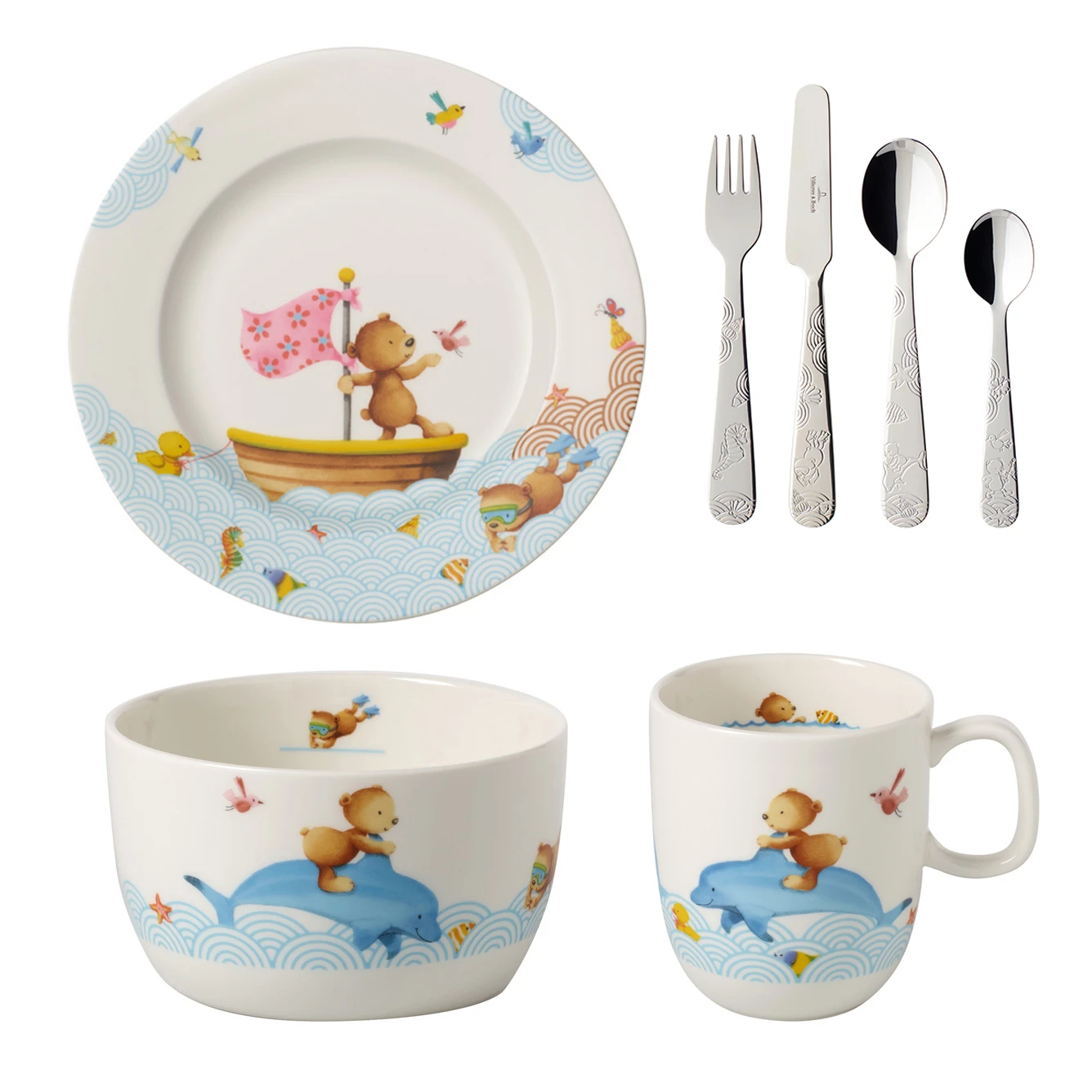 Villeroy & Boch Happy As A Bear Kinderservies En Bestek 1 Villeroy & Boch Happy As A Bear Kinderservies En Bestek